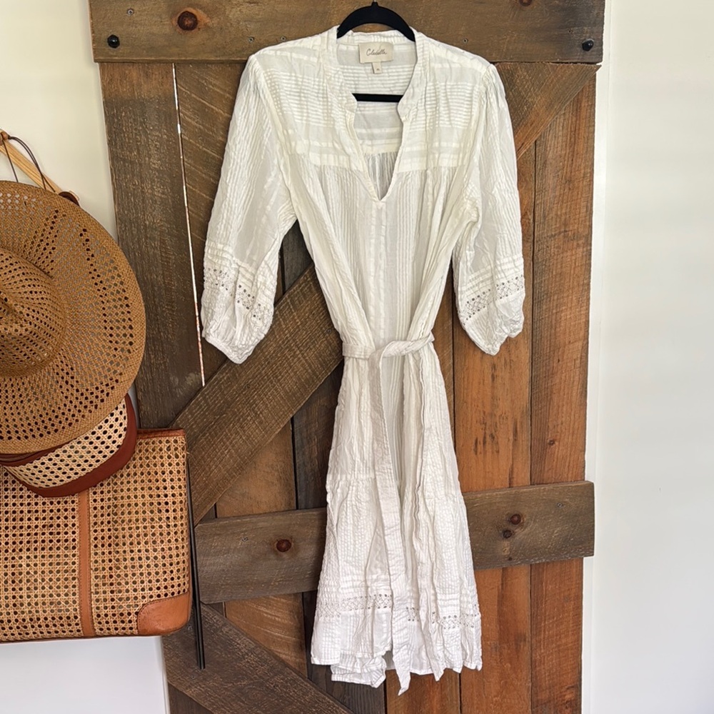 Cotton On White Wrap Sundress with Bishop Sleeves